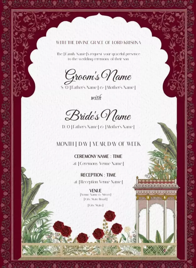 Hindu Elegant Minimalist Red Wedding Invitation - Customize This Template (Free)